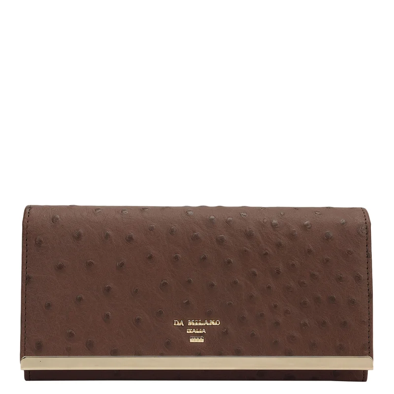 دا ميلانو Ostrich Leather Ladies Wallet - Mocha